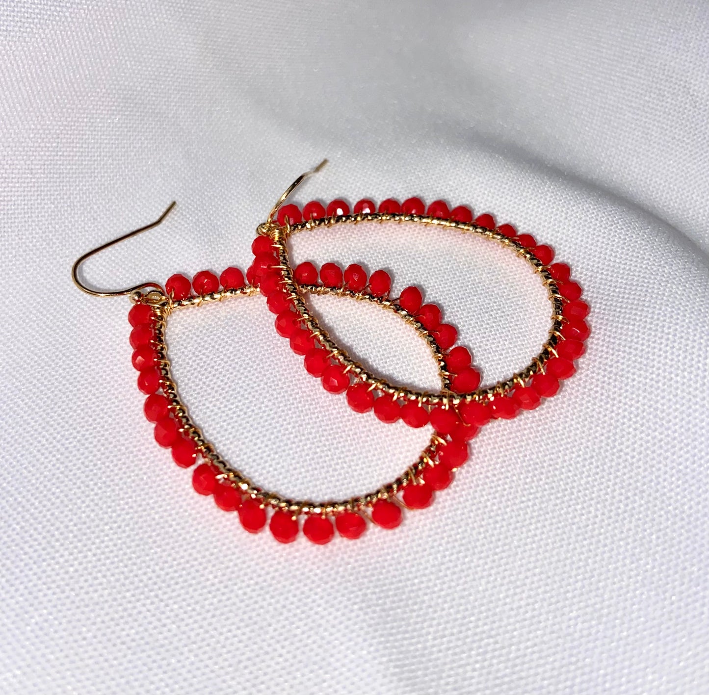 PENDIENTES AROS PIEDRA ROJA