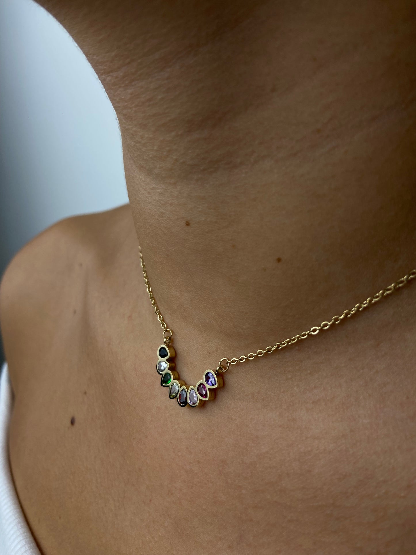 COLLAR PIEDRAS GOTAS MULTICOLOR