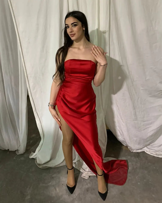 VESTIDO SATINADO ROJO