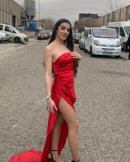VESTIDO SATINADO ROJO